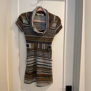 Kali Striped Knit Cowl Neck Tunic Dress / Size Small